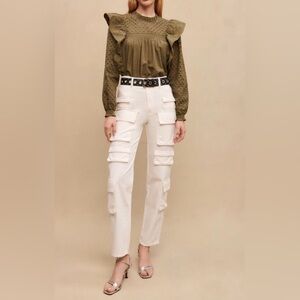 Maje White 100% Cotton Cargo Pants/Jeans